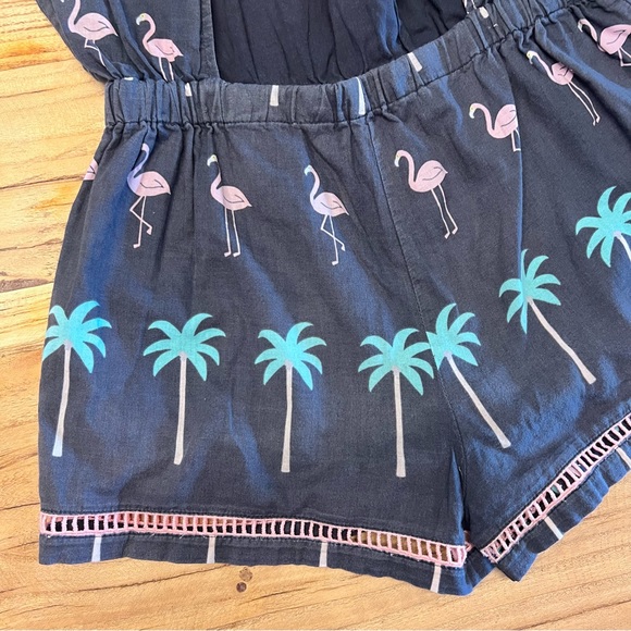 Country Road Girls Size 8 Playsuit - Grey with Flamingos & Palm Trees - Picture 5 of 7